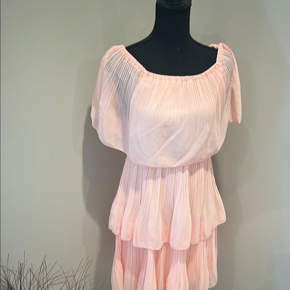 Pink Ruffled Off-Shoulder Mini Dress - Picture 2 of 4